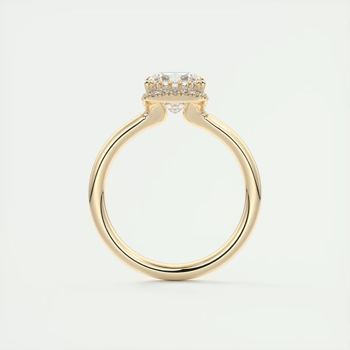 2.10 Ct The Crescent Cushion Flush Stacking Half Halo Solitaire Ring