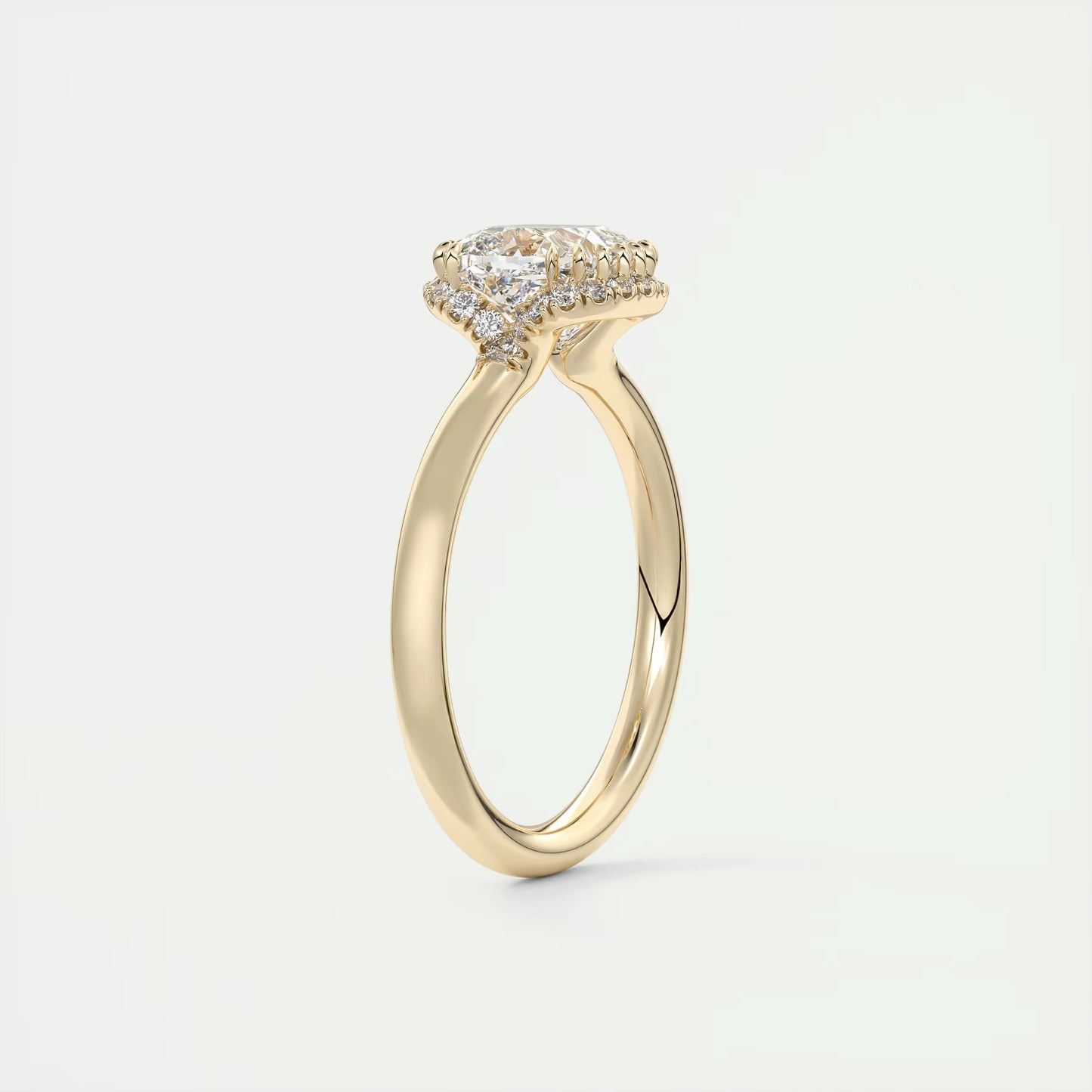 2.10 Ct The Crescent Cushion Flush Stacking Half Halo Solitaire Ring
