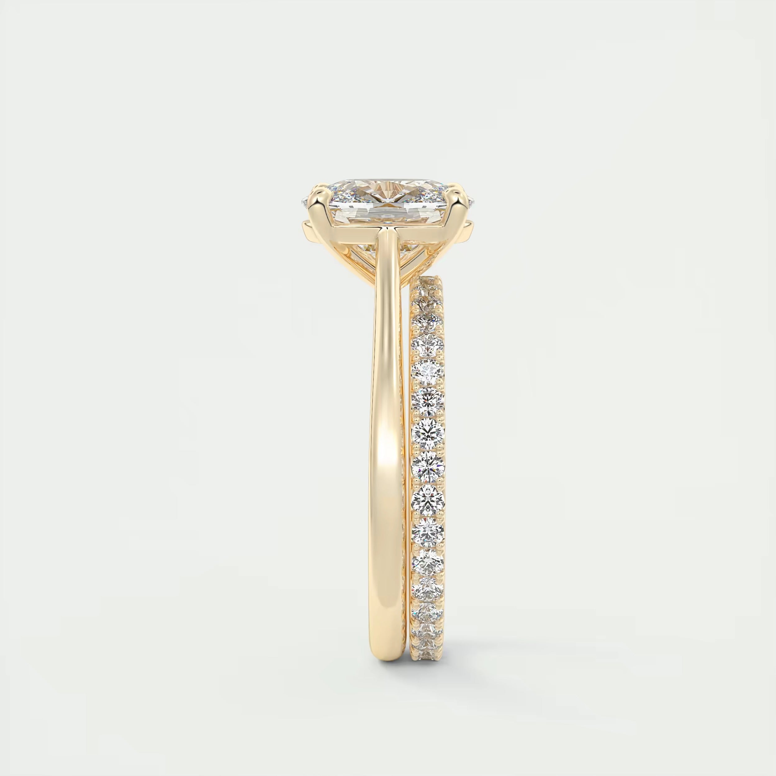 2.00 Ct The Cathedral Elongated Cushion Flush Stacking Solitaire Ring Engagement Ring