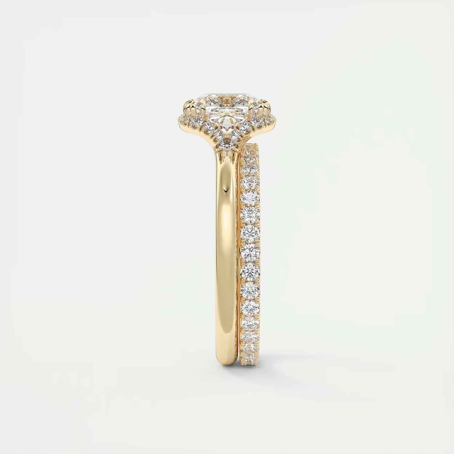 2.10 Ct The Crescent Cushion Flush Stacking Half Halo Solitaire Ring