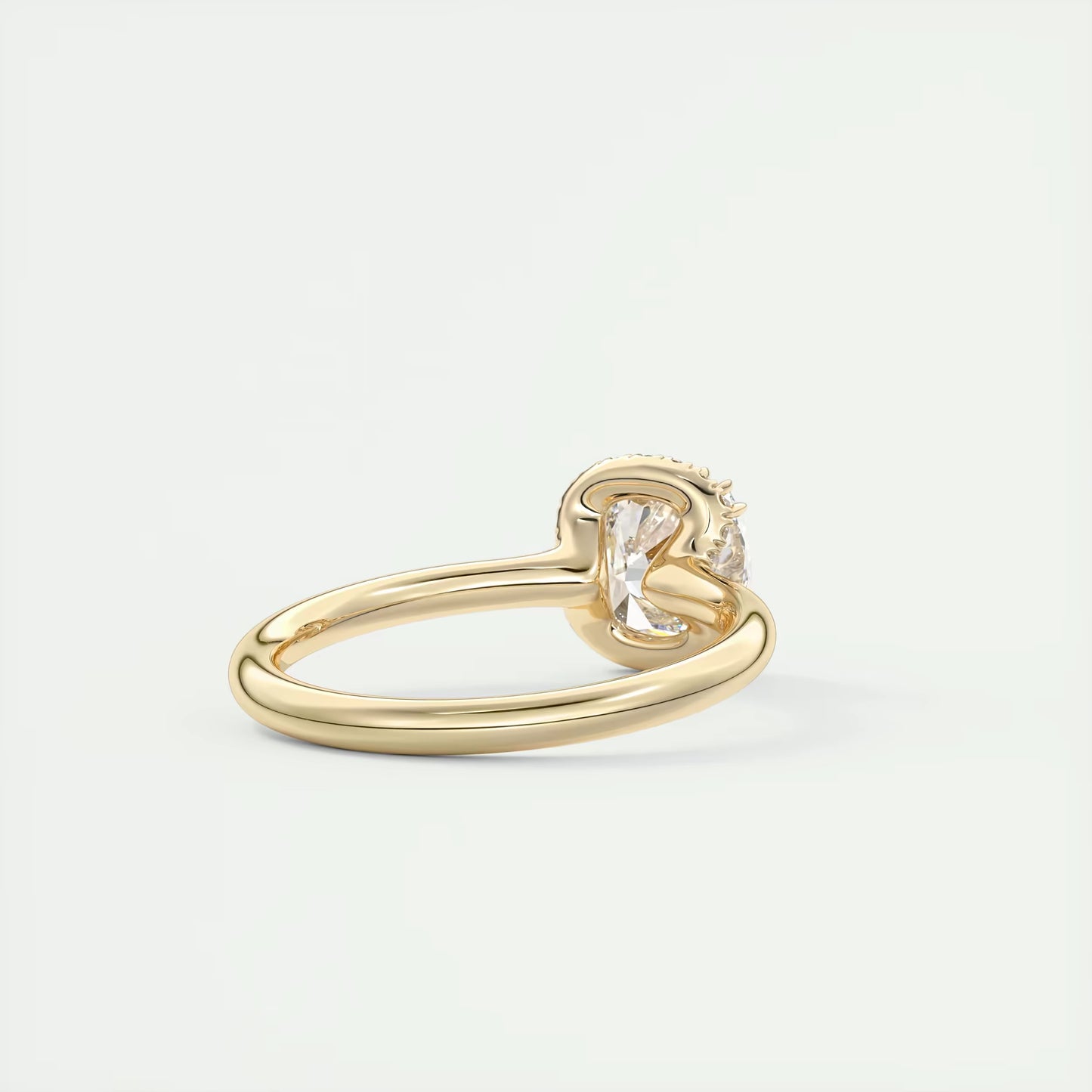 2.10 Ct The Crescent Cushion Flush Stacking Half Halo Solitaire Ring