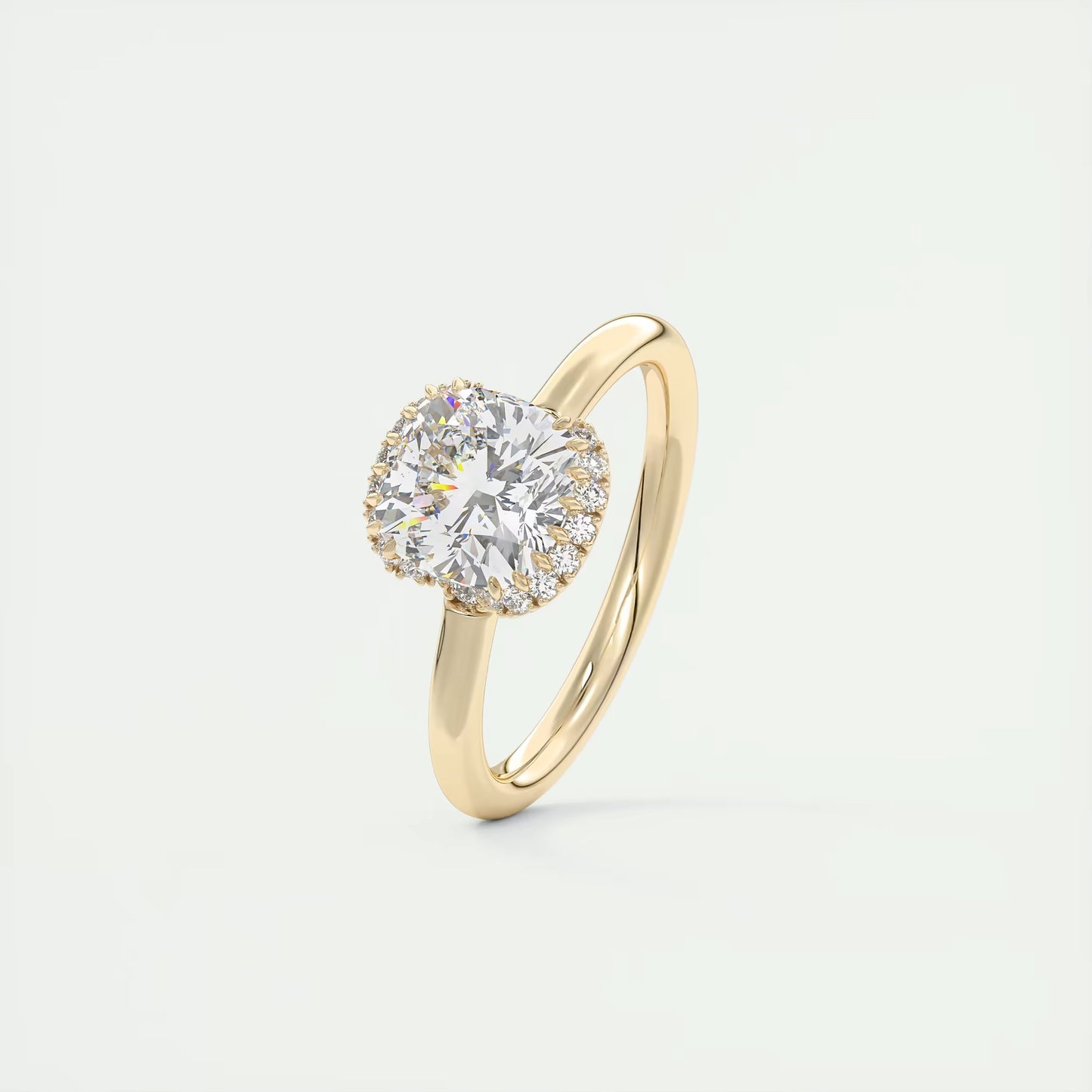 2.10 Ct The Crescent Cushion Flush Stacking Half Halo Solitaire Ring