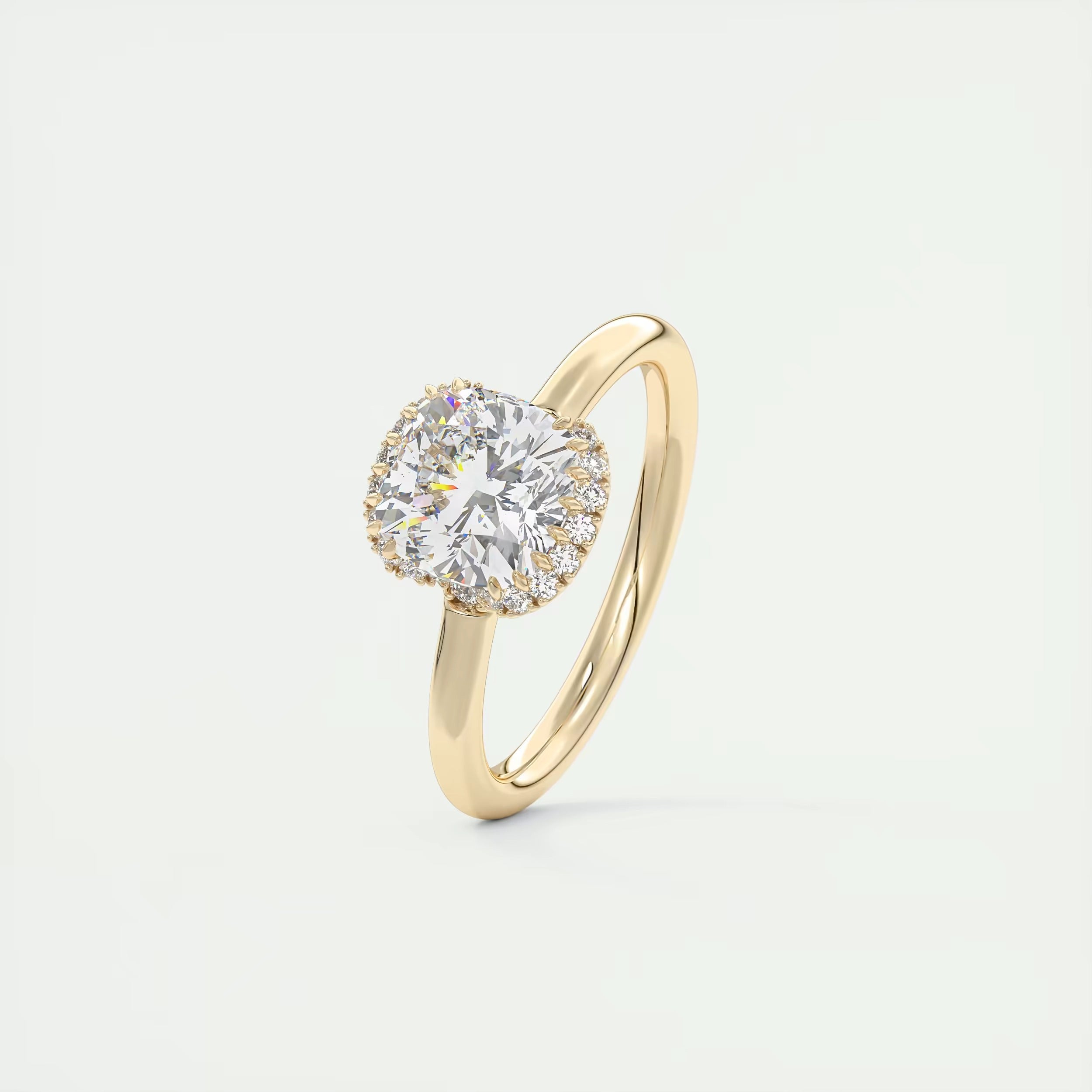 2.10 Ct The Center Stone Cushion Flush Stacking Half Halo Solitaire Ring