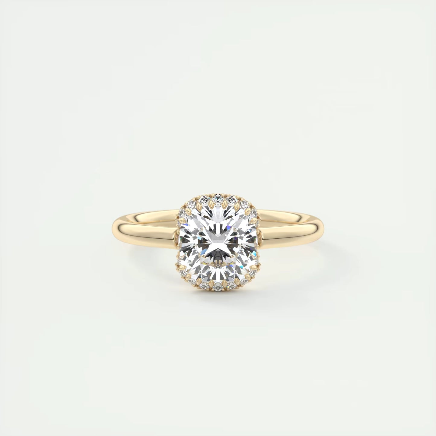 2.10 Ct The Crescent Cushion Flush Stacking Half Halo Solitaire Ring