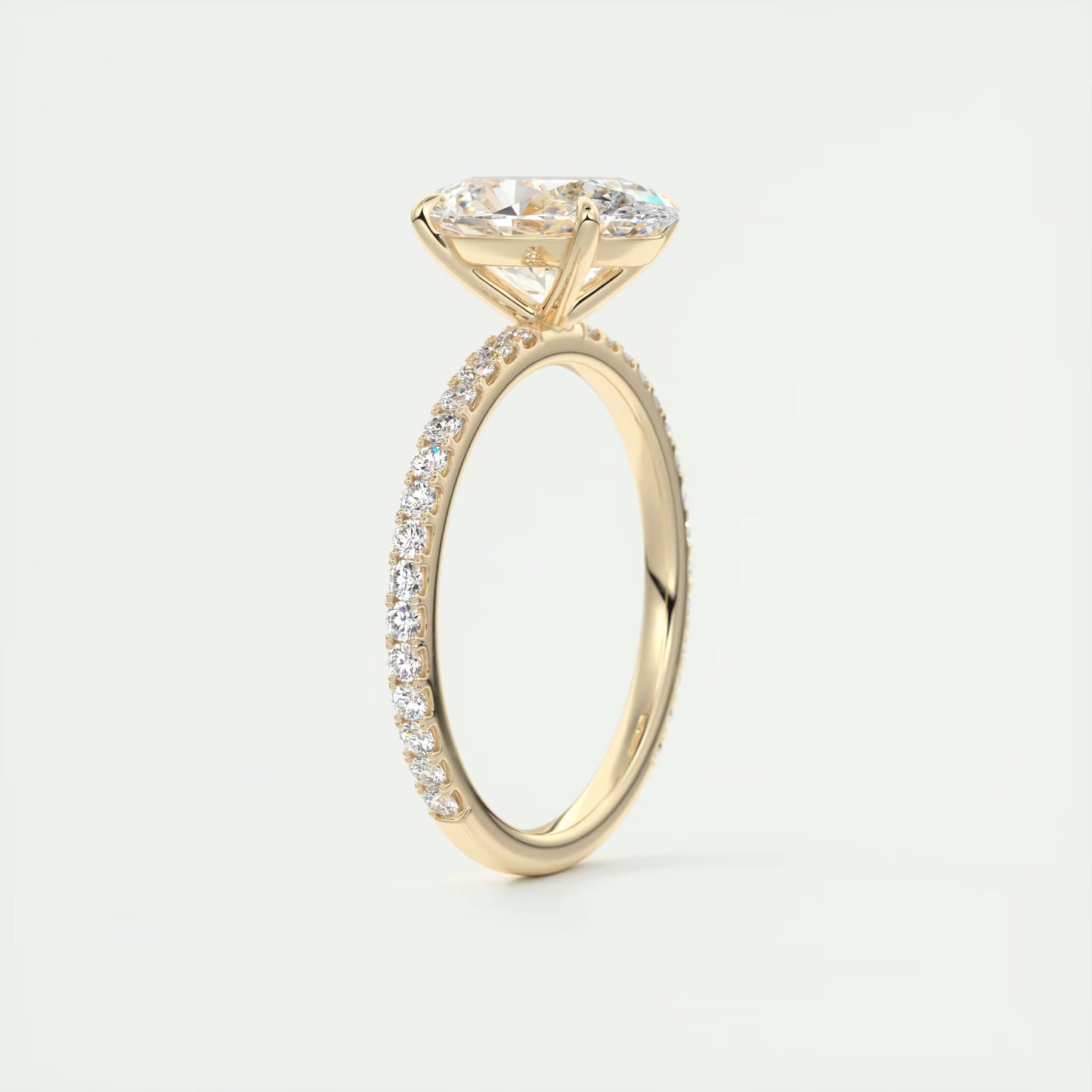 2.25 Ct Harper Pavé Oval Center with 1.5mm French Set Pavé Ring