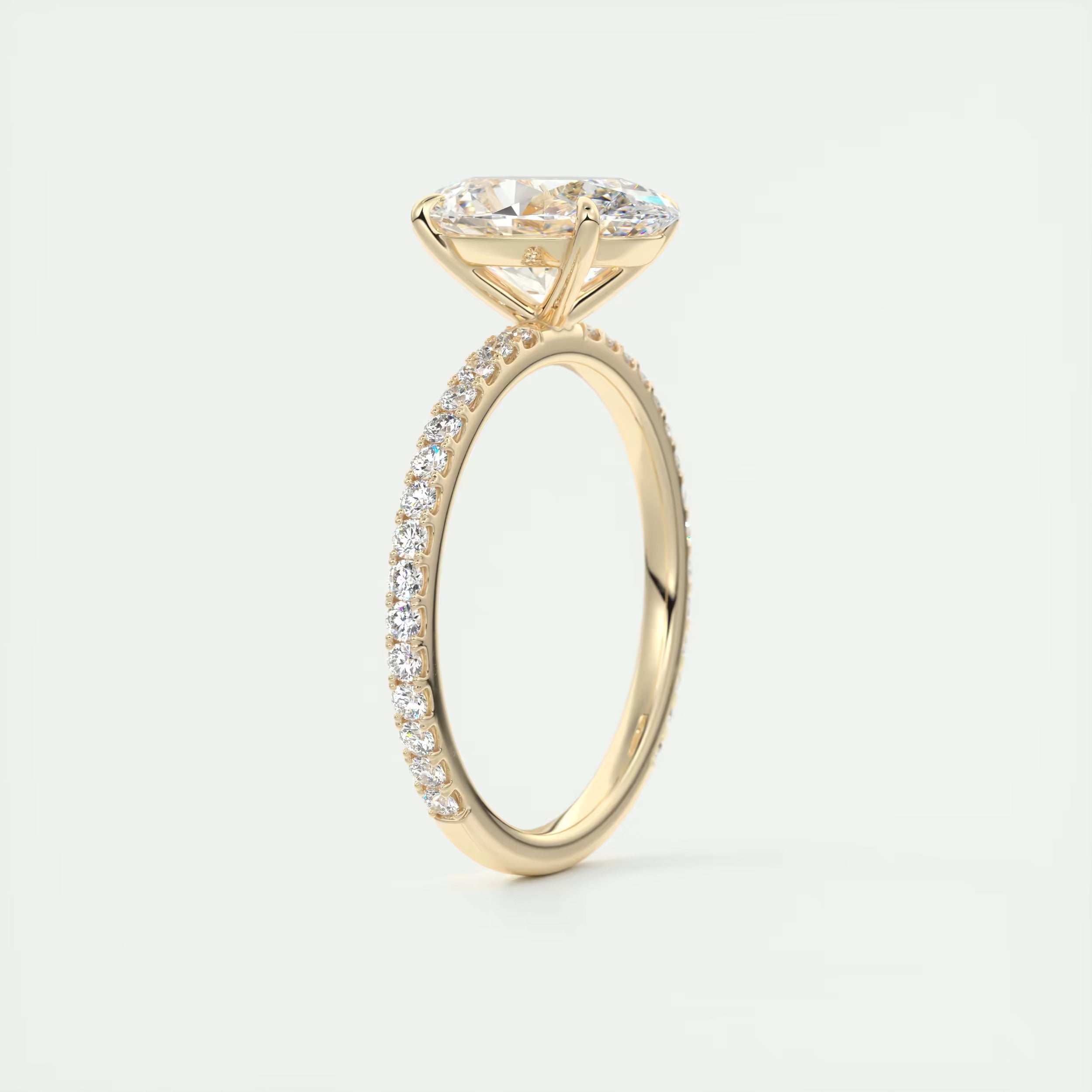 2.25 Ct Harper Pavé Oval Center with 1.5mm French Set Pavé Ring