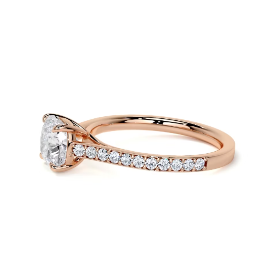 2.30 Ct In Round Bardot Scallop Engagement Ring
