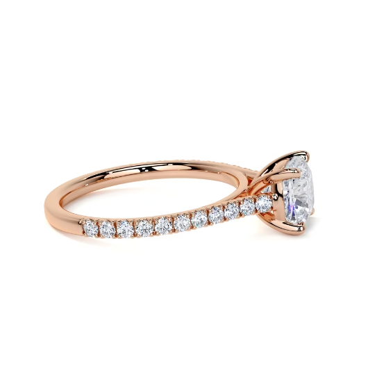 2.40 Ct In Cushion Bardot Scallop Engagement Ring