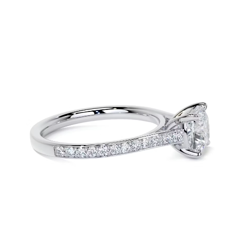 2.50 Ct In Cushion Bardot Scallop Engagement Ring