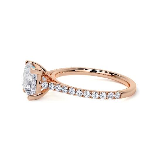 2.40 Ct In Princess Bardot Scallop Engagement Ring