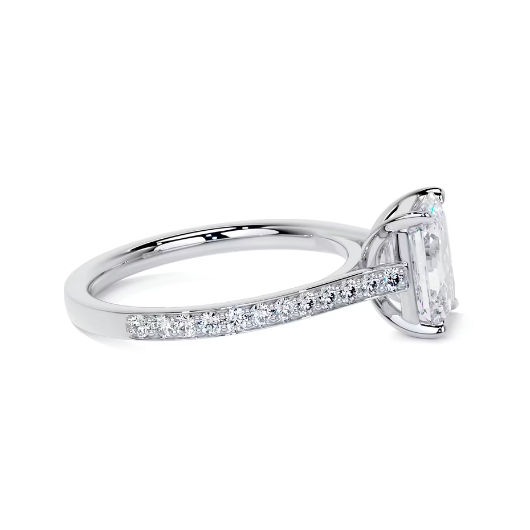 2.50 Ct In Emerald Bardot Scallop Engagement Ring
