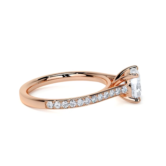 2.50 Ct In Cushion Bardot Scallop Engagement Ring