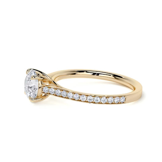 2.30 Ct In Round Bardot Scallop Engagement Ring