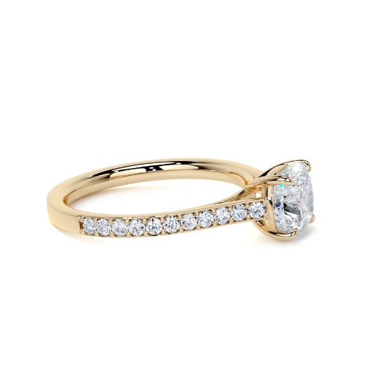 2.30 Ct In Round Bardot Scallop Engagement Ring