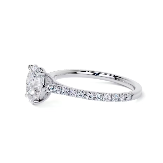 2.40 Ct In Oval Bardot Scallop Engagement Ring