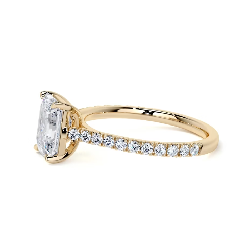 2.40 Ct In Emerald Bardot Scallop Engagement Ring