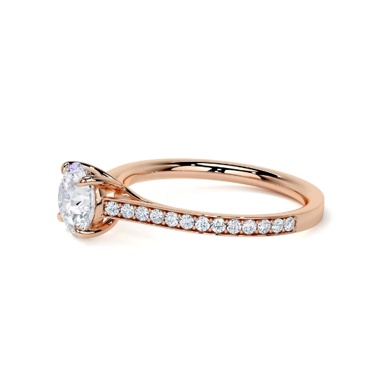 2.30 Ct In Round Bardot Scallop Engagement Ring