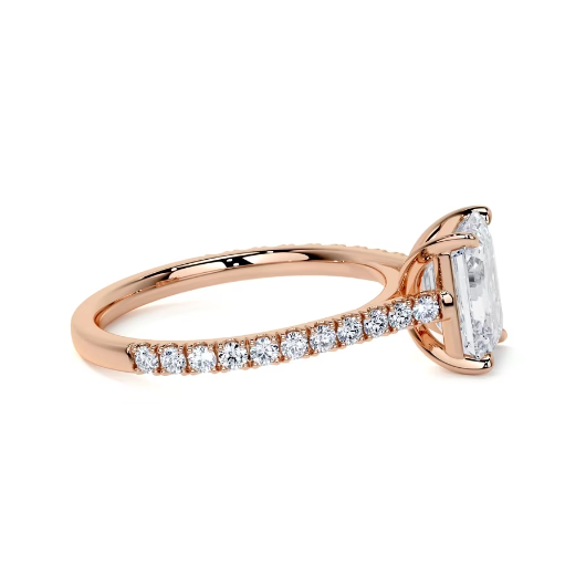 2.40 Ct In Emerald Bardot Scallop Engagement Ring