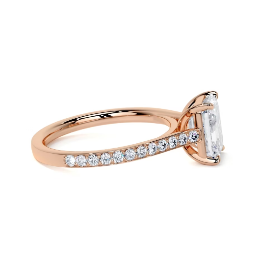 2.50 Ct In Emerald Bardot Scallop Engagement Ring