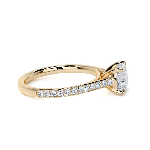 2.50 Ct In Cushion Bardot Scallop Engagement Ring