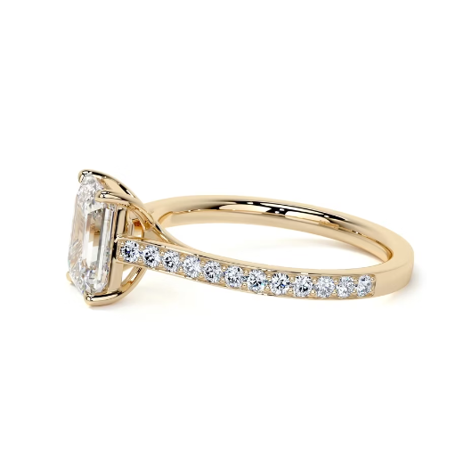 2.30 Ct In Emerald Bardot Scallop Engagement Ring