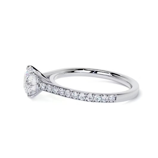 2.25 Ct In Round Bardot Scallop Engagement Ring