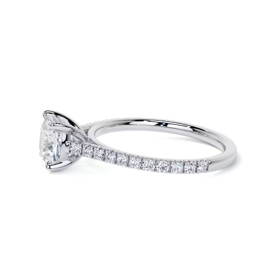 2.40 Ct In Cushion Bardot Scallop Engagement Ring