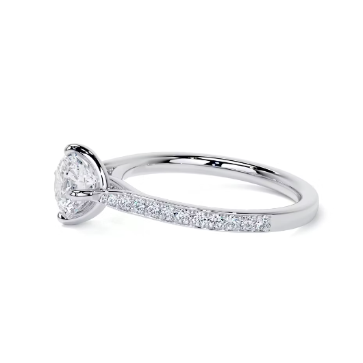 2.20 Ct In Round Bardot Scallop Engagement Ring