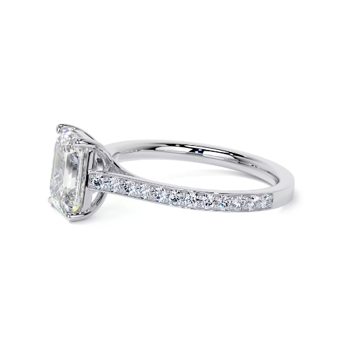 2.30 Ct In Emerald Bardot Scallop Engagement Ring