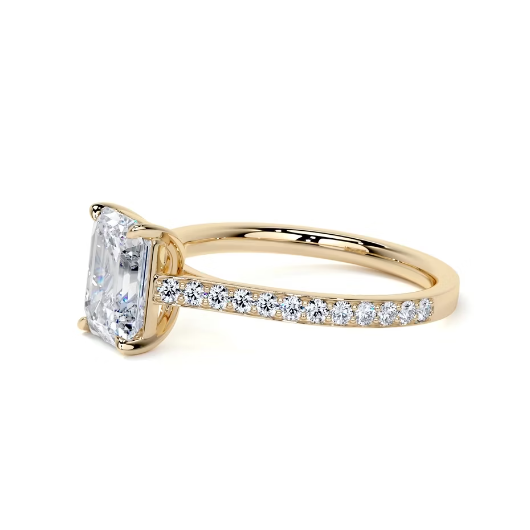 2.50 Ct In Emerald Bardot Scallop Engagement Ring