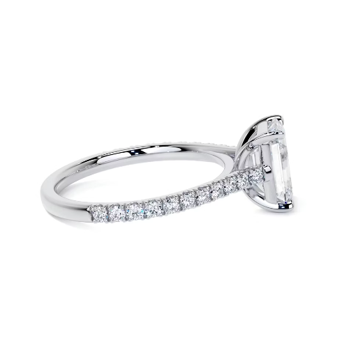 2.40 Ct In Emerald Bardot Scallop Engagement Ring