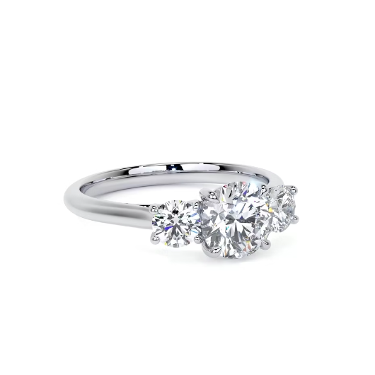 2.50 Ct In Round Bardot Scallop Engagement Ring