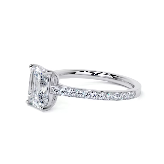 2.50 Ct In Emerald Bardot Scallop Engagement Ring
