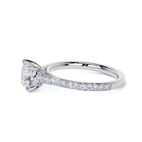 2.50 Ct In Cushion Bardot Scallop Engagement Ring