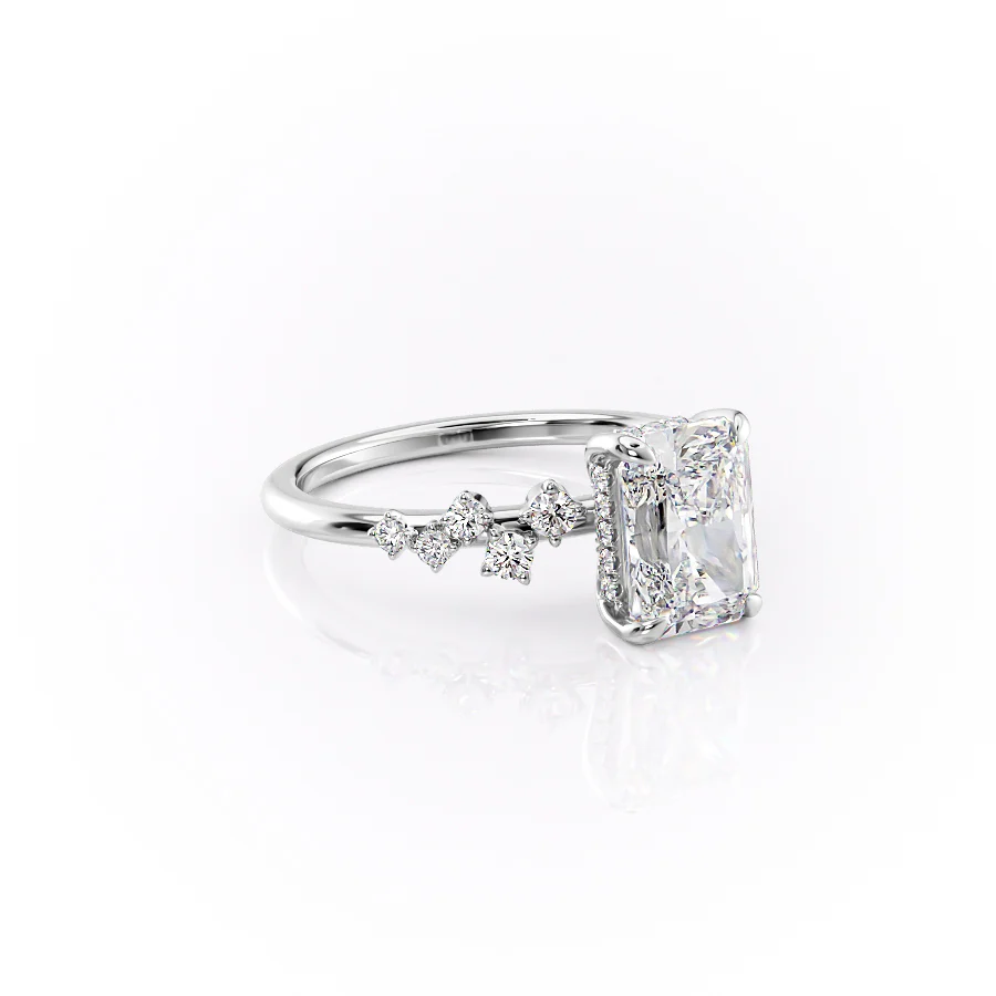 2.50 CT Radiant The Mia Engagement Ring Hidden Halo