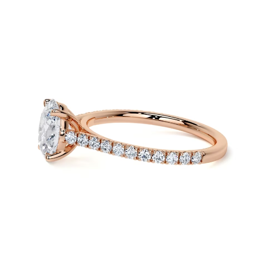 2.40 Ct In Oval Bardot Scallop Engagement Ring