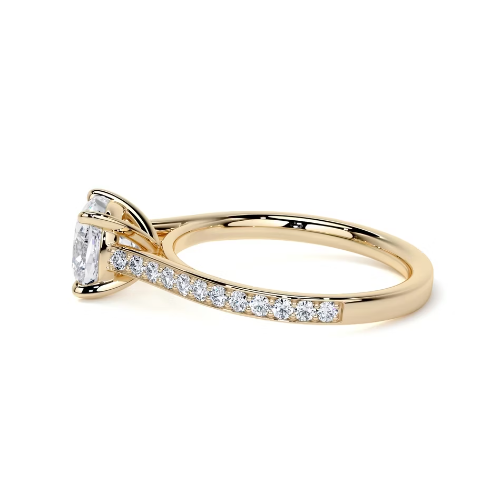 2.50 Ct In Cushion Bardot Scallop Engagement Ring