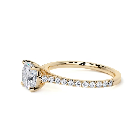 2.40 Ct In Cushion Bardot Scallop Engagement Ring