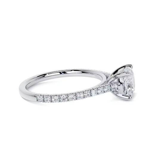 2.40 Ct In Cushion Bardot Scallop Engagement Ring