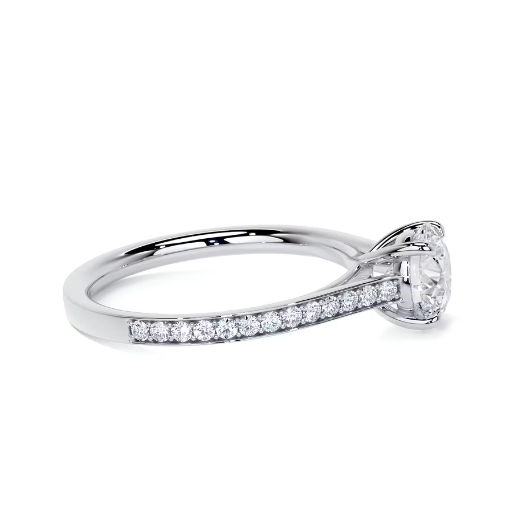 2.30 Ct In Round Bardot Scallop Engagement Ring