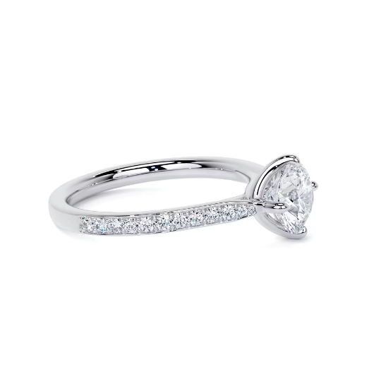 2.20 Ct In Round Bardot Scallop Engagement Ring
