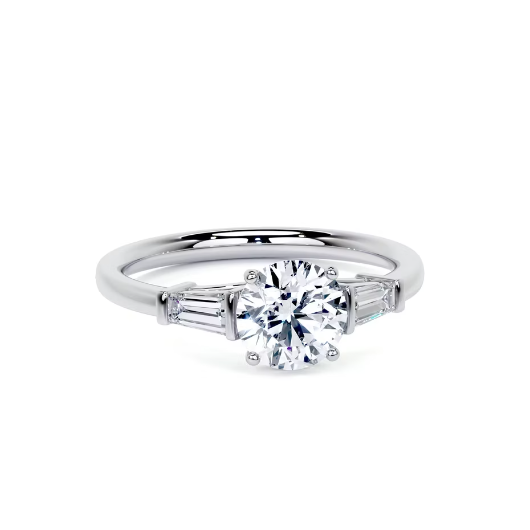 2.30 Ct In Round Bardot Scallop Engagement Ring