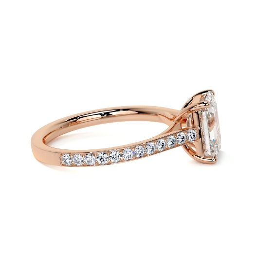 2.30 Ct In Emerald Bardot Scallop Engagement Ring