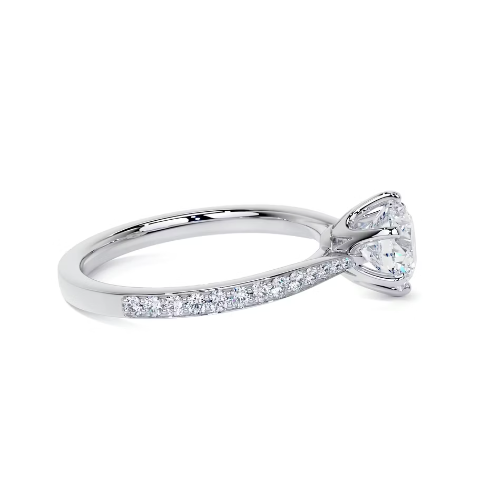 2.30 Ct In Round Bardot Scallop Engagement Ring
