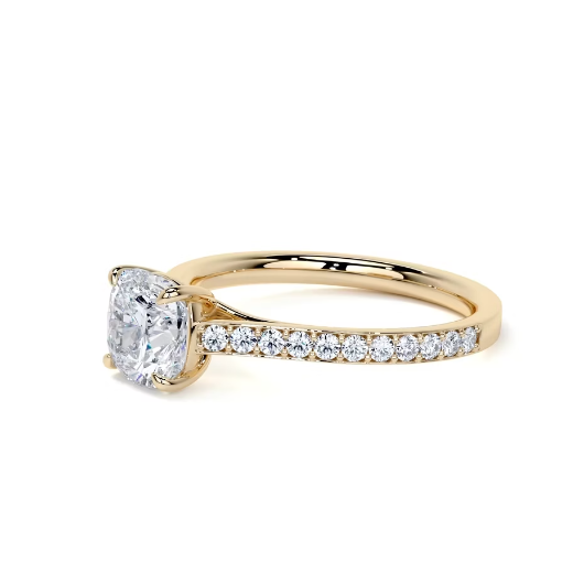 2.30 Ct In Round Bardot Scallop Engagement Ring