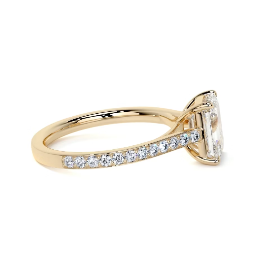 2.30 Ct In Emerald Bardot Scallop Engagement Ring