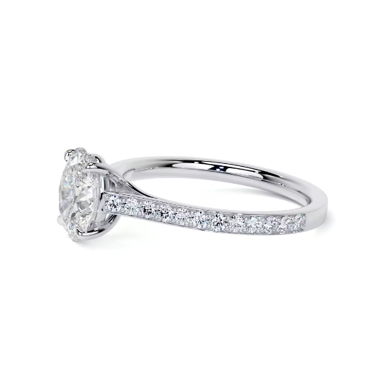 2.30 Ct In Round Bardot Scallop Engagement Ring