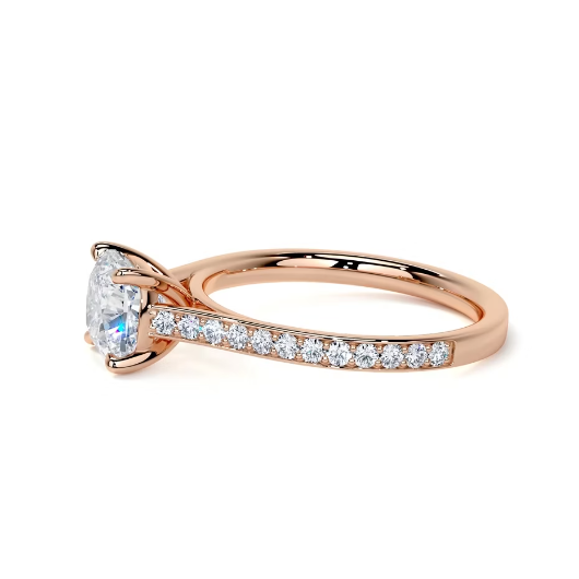 2.50 Ct In Cushion Bardot Scallop Engagement Ring