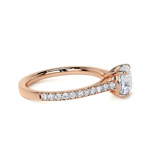2.30 Ct In Round Bardot Scallop Engagement Ring