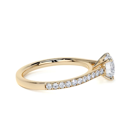 2.25 Ct In Round Bardot Scallop Engagement Ring